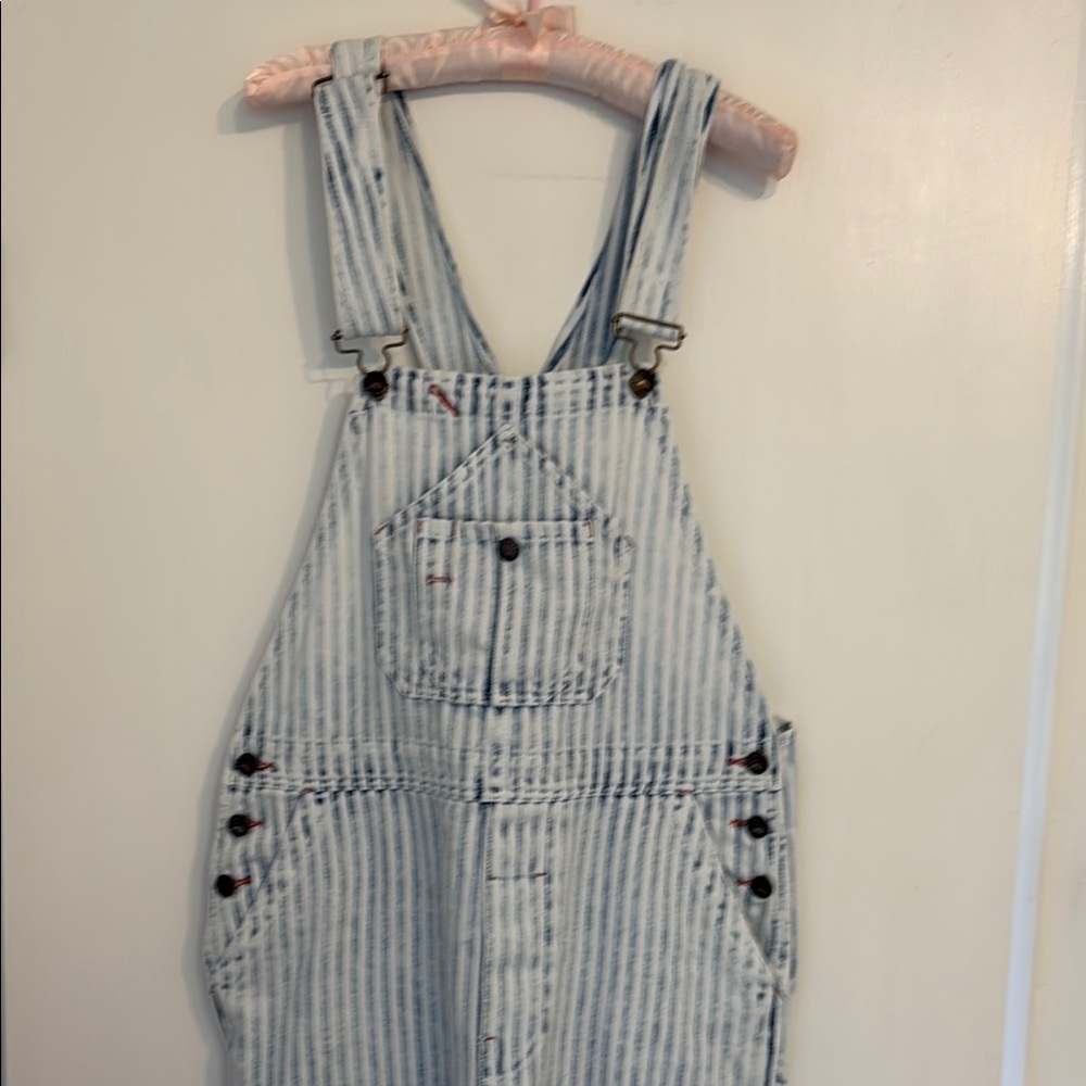 Faherty Blue Striped Women Jeans Overalls